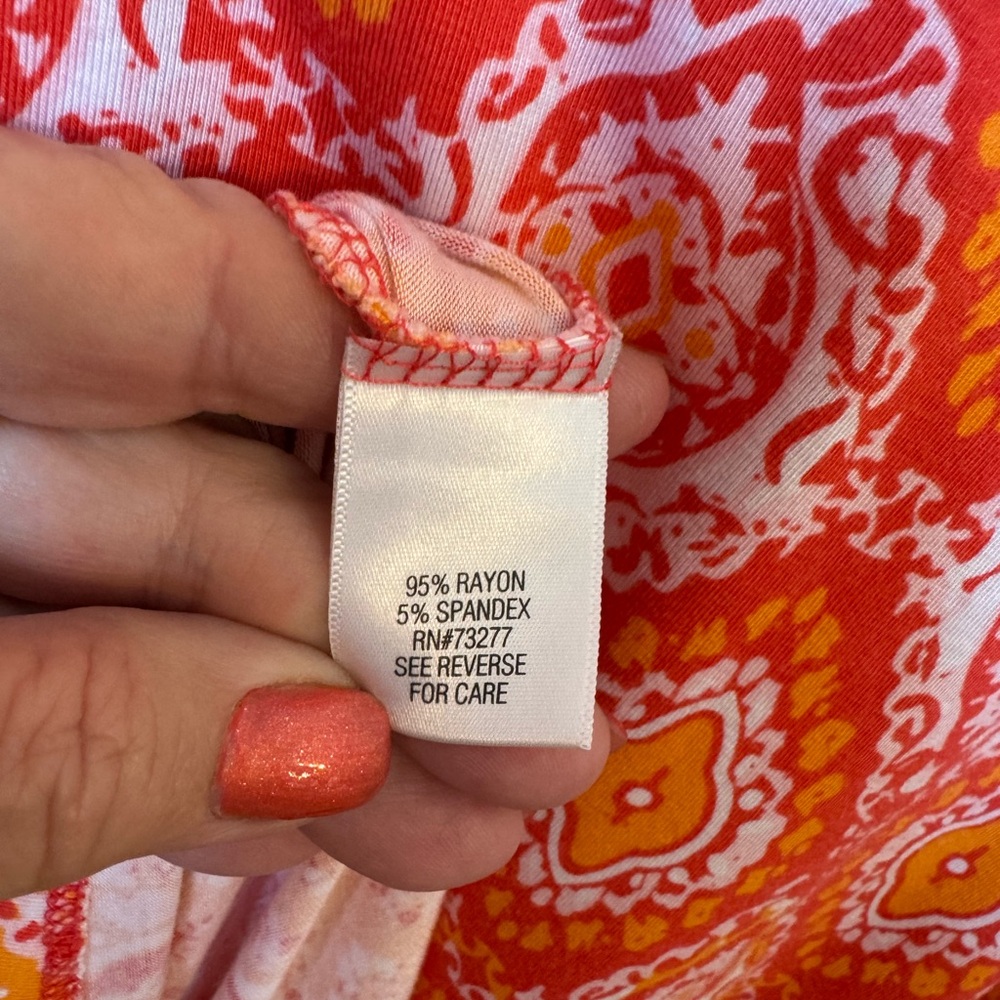 SUMMER  Dana Buchman Orange Print Casual Top   XLARGE    #S - Picture 6 of 7